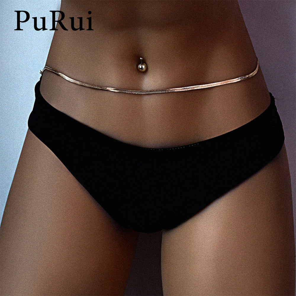 Purui Herringbone Belly Chain For Women Waist Chain Belt Single Layer - ONEZINOTTA , jewelery that shines like gold...