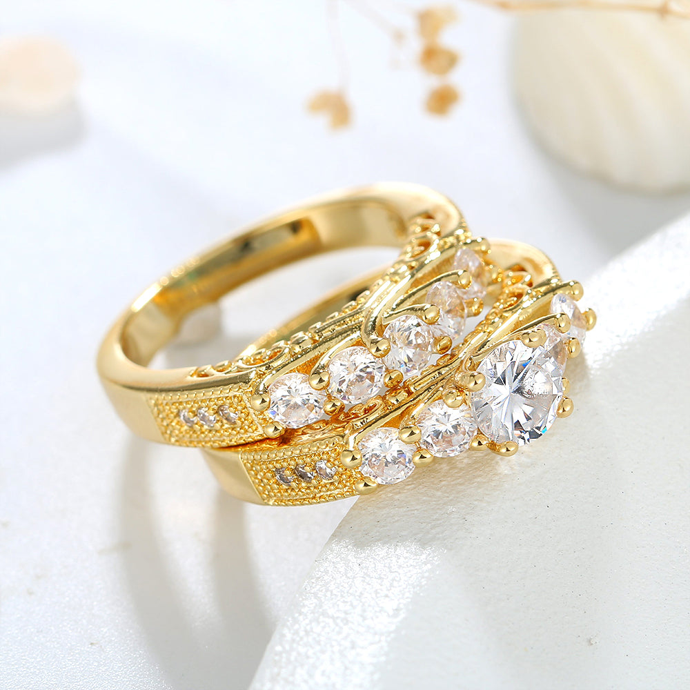 Real Sterling Silver 925 Ring Luxury Zircon Gold Ring Set Fine Jewelry - ONEZINOTTA , jewelery that shines like gold...