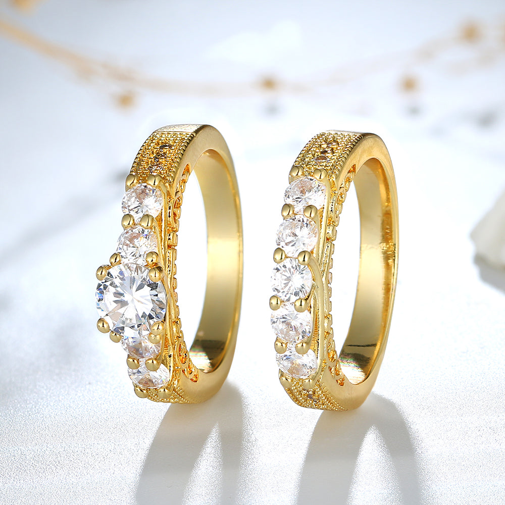 Real Sterling Silver 925 Ring Luxury Zircon Gold Ring Set Fine Jewelry - ONEZINOTTA , jewelery that shines like gold...