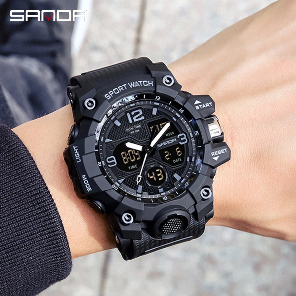 Sanda Men Military Watches G Style White Sport Watch Led Digital 50m - ONEZINOTTA , jewelery that shines like gold...