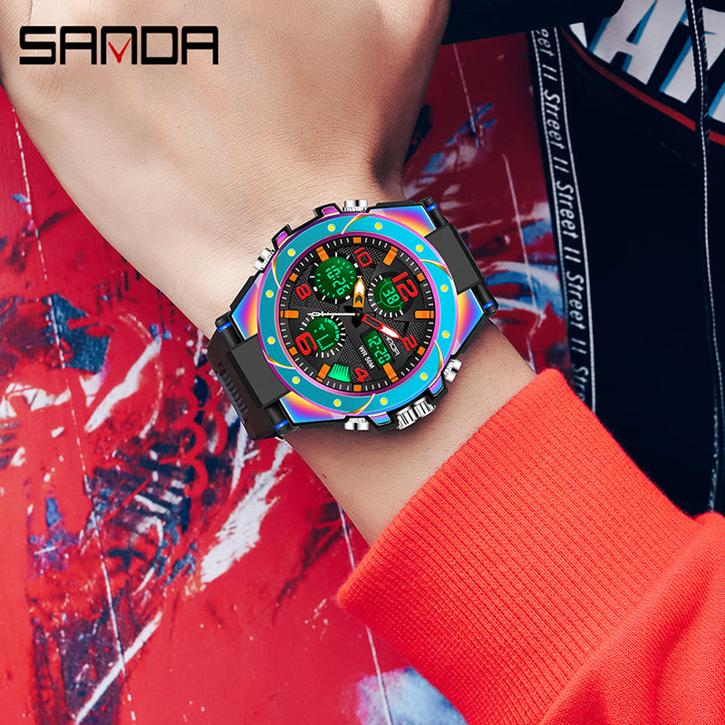 SANDA Top Brand  Men Watch  For Men Clock Dual Display Outdoor - ONEZINOTTA , jewelery that shines like gold...