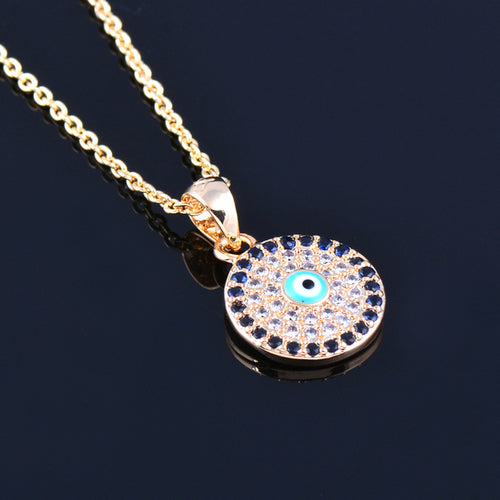 SINLEERY Lucky Blue evil eye Small Round Pendant Necklace Earrings - ONEZINOTTA , jewelery that shines like gold...