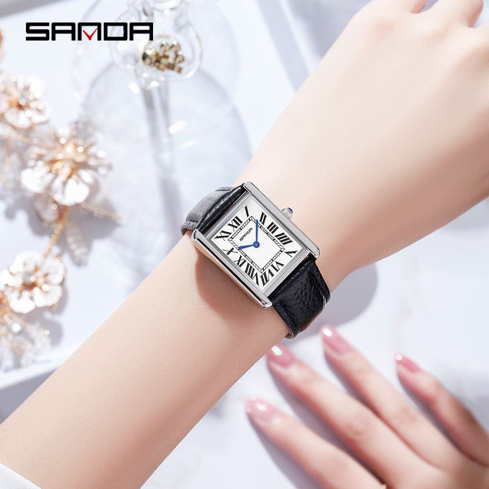 Sanda Rectangular Wrist Watches For Women Silver Case Ladies Watches - ONEZINOTTA , jewelery that shines like gold...