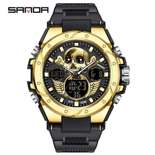 Skull Quartz Watch for Men SANDA Fashion Luminous Men's Skeleton - ONEZINOTTA , jewelery that shines like gold...