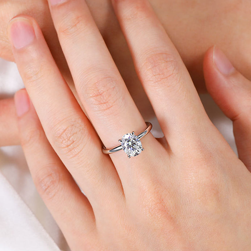 Smyoue 18k White Gold 2ct Moissanite Diamond Ring for Women Oval Fancy - ONEZINOTTA , jewelery that shines like gold...