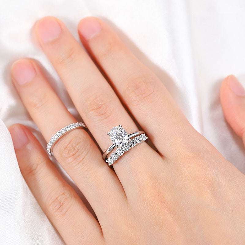 Smyoue 18k White Gold 2ct Moissanite Diamond Ring for Women Oval Fancy - ONEZINOTTA , jewelery that shines like gold...