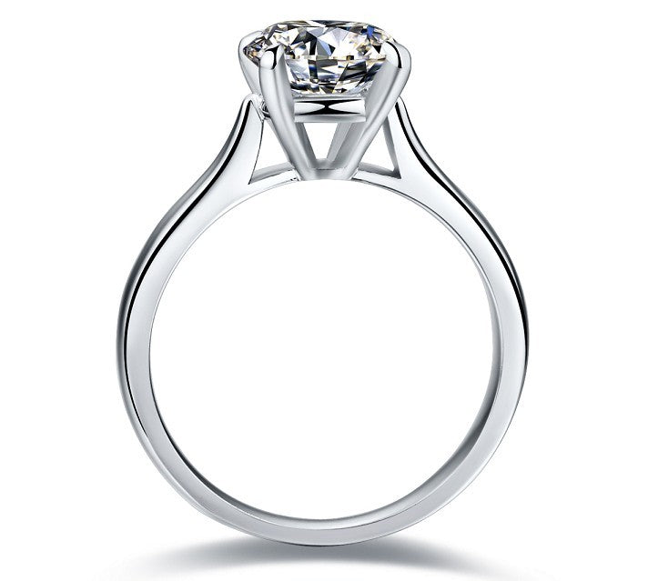 Solid 18k White Gold Au750 Ring 2ct Round Brilliant Diamond Women - ONEZINOTTA , jewelery that shines like gold...