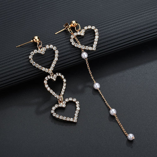 Crystal Love Heart Dangle Earrings - ONEZINOTTA , jewelery that shines like gold...