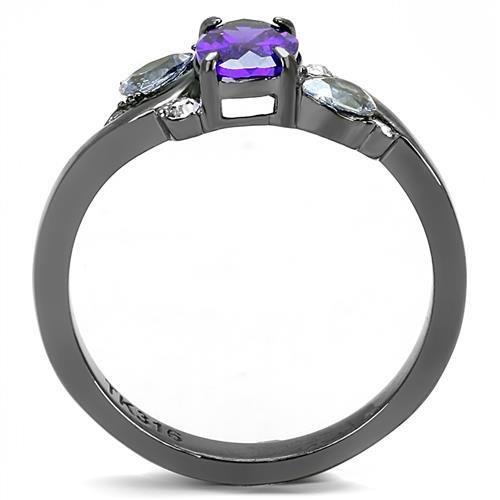 TK3169 - IP Light Black  (IP Gun) Stainless Steel Ring with AAA Grade - ONEZINOTTA , jewelery that shines like gold...
