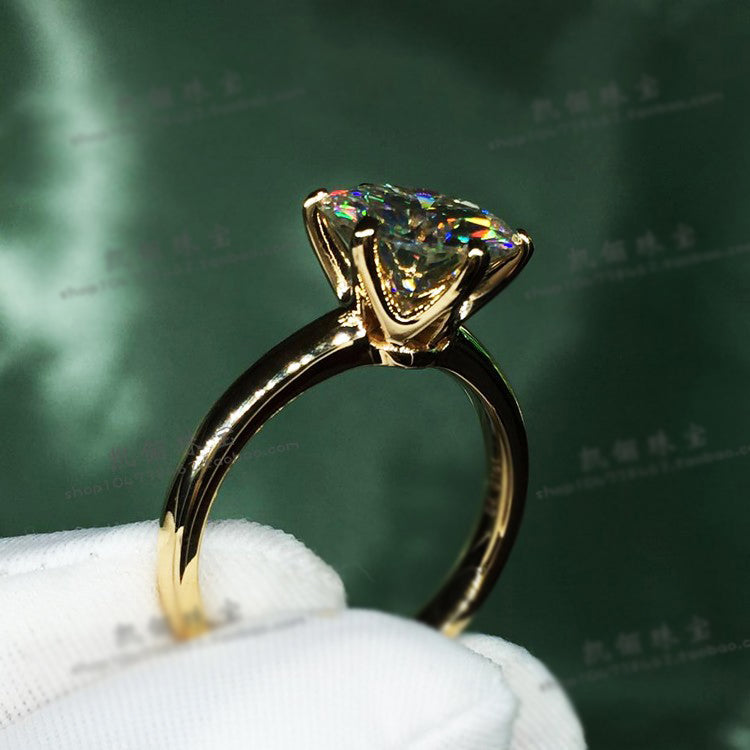 With 18krgp Stamp 18k Yellow Gold Color Ring Solitaire 8mm 2.0ct Lab - ONEZINOTTA , jewelery that shines like gold...