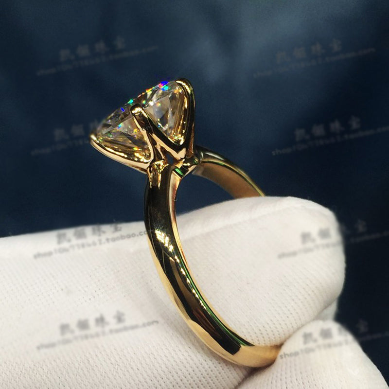 With 18krgp Stamp 18k Yellow Gold Color Ring Solitaire 8mm 2.0ct Lab - ONEZINOTTA , jewelery that shines like gold...