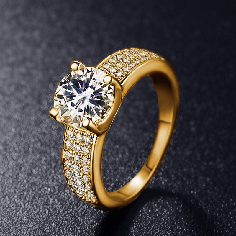 Yanhui Have 18k Rgp Stamp Pure Solid Yellow Gold Color Ring Solitaire - ONEZINOTTA , jewelery that shines like gold...