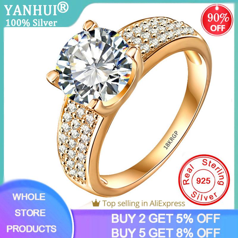 Yanhui Have 18k Rgp Stamp Pure Solid Yellow Gold Color Ring Solitaire - ONEZINOTTA , jewelery that shines like gold...
