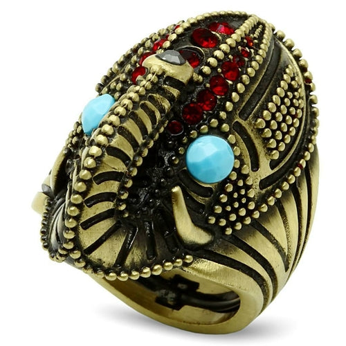 LO3887 - Antique Copper Brass Ring with Synthetic Synthetic Stone in - ONEZINOTTA , jewelery that shines like gold...
