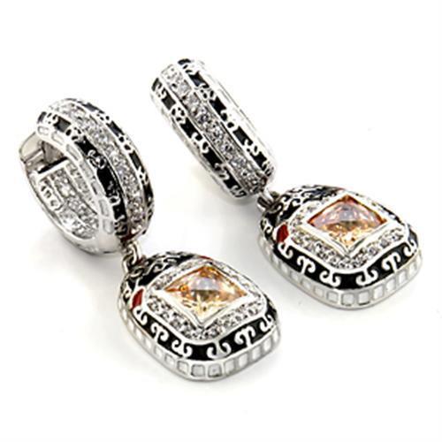 LOA968 Rhodium Brass Earrings with AAA Grade CZ in - ONEZINOTTA , jewelery that shines like gold...