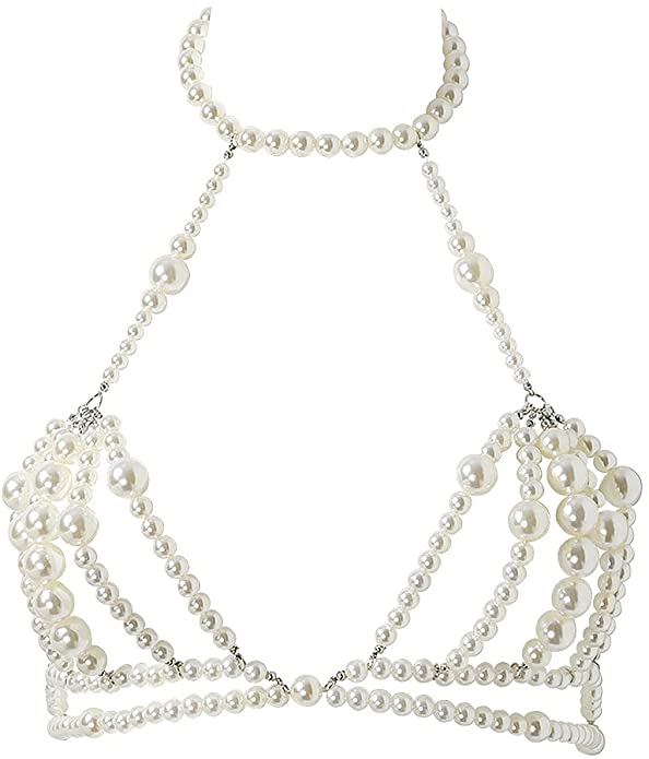 Pearl Chest Body Bikini Top - ONEZINOTTA , jewelery that shines like gold...