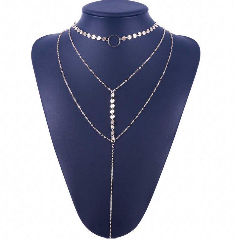 Three Layer Lariat Choker Necklace - ONEZINOTTA , jewelery that shines like gold...