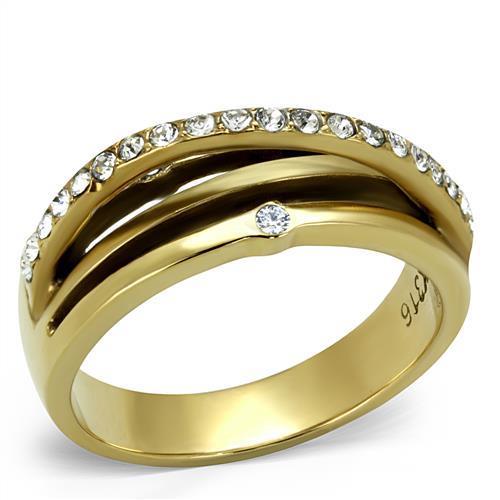 TK2611 - IP Gold(Ion Plating) Stainless Steel Ring with Top Grade - ONEZINOTTA , jewelery that shines like gold...