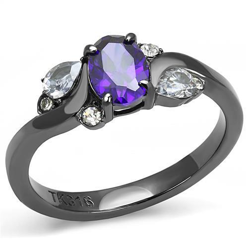 TK3169 - IP Light Black  (IP Gun) Stainless Steel Ring with AAA Grade - ONEZINOTTA , jewelery that shines like gold...