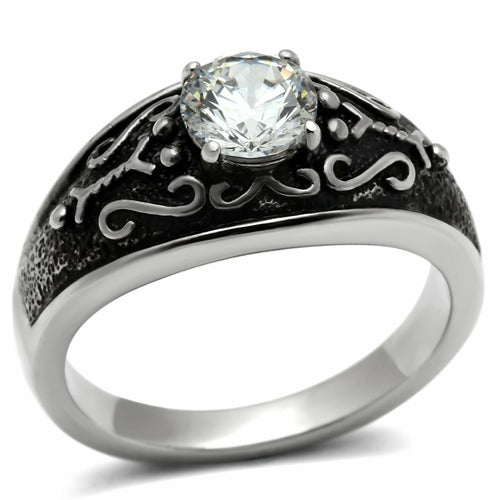 TK373 - High polished (no plating) Stainless Steel Ring with AAA Grade - ONEZINOTTA , jewelery that shines like gold...